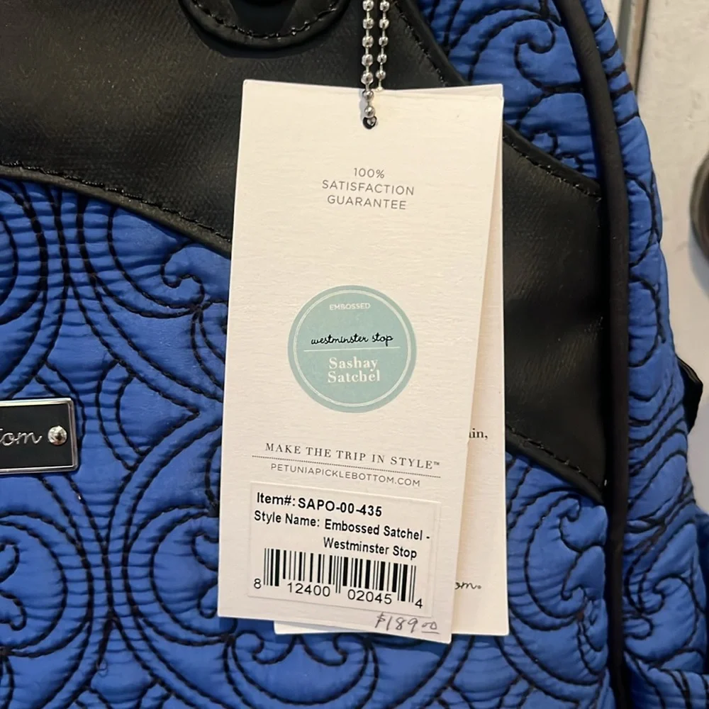 Petunia Pickle Bottom Westminster Stop Embossed Satchel Diaper Bag,NWT